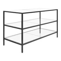 Econoco Linea 60" x 26" x 34" Bronze Metal 3-Shelf Nesting Table with Glass Top