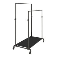 Econoco Pipeline 50" x 29" x 78" Anthracite Gray Ballet Garment Rack with Adjustable Double Hangrail and Black Base Shelf