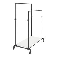 Econoco Pipeline 50" x 29" x 78" Anthracite Gray Ballet Garment Rack with Adjustable Double Hangrail and White Base Shelf