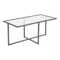 Econoco Linea 24" x 48" x 22" Bronze Metal Small Nesting Table with Glass Top