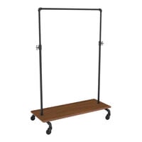 Econoco Pipeline 42 1/2" x 23 3/8" x 72" Anthracite Gray Ballet Garment Rack with Adjustable Hangrail and Brown Base Shelf