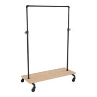 Econoco Pipeline 42 1/2" x 23 3/8" x 72" Anthracite Gray Ballet Garment Rack with Adjustable Hangrail and Raw Oak Base Shelf