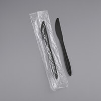 Remcoda 6 1/2" Individually Wrapped Medium Weight Black Plastic Knife - 1000/Case