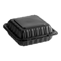 Choice 9" x 9" 1-Compartment Microwaveable Black Mineral-Filled Plastic Hinged Take-Out Container - 150/Case