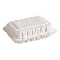 Choice 9" x 6" 1-Compartment Microwaveable White Mineral-Filled Plastic Hinged Take-Out Container - 150/Case