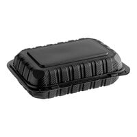 Choice 9" x 6" 1-Compartment Microwaveable Black Mineral-Filled Plastic Hinged Take-Out Container - 150/Case