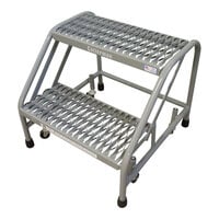 Cotterman 24" x 10" x 20" 2-Step Gray Powder-Coated Steel Mobile Step Stand with UnaGrip Serrated Tread D1140013 - 500 lb. Capacity