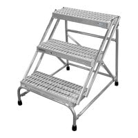 Cotterman 24" x 10" x 30" 3-Step Aluminum Step Stand with UnaGrip Serrated Tread D1170030 - 500 lb. Capacity