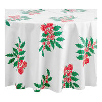 Table Mate 84" Holly Bow Round Plastic Table Cover - 24/Case