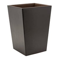 room360 London RWA026BRL21 8.25 Qt. Brown Faux Leather Small Flare Wastebasket - 4/Pack