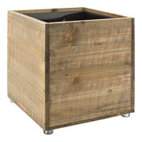 Room360 Asheville RWA013NAW20 9 Qt. Rustic Wood Cube Wastebasket - 2/Pack