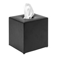room360 London Black Faux Leather Square Tissue Box Cover RTB001BKL11 - 4/Pack