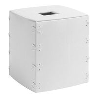 room360 Milan 5 1/2" x 5 1/2" White Faux Leather Square Tissue Box Cover RTB016WHL21 - 4/Pack