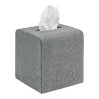room360 Belize 5" x 5" Smoke Faux Shagreen Square Tissue Box Cover RTB024GYL21 - 4/Pack