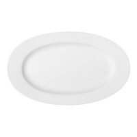 Bauscher by BauscherHepp Maitre 13" x 7 13/16" Bright White Oval Porcelain Platter - 12/Case