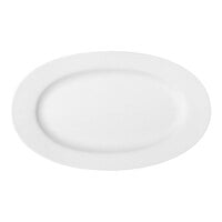 Bauscher by BauscherHepp Maitre 15 1/8" x 8 1/2" Bright White Oval Porcelain Platter - 12/Case