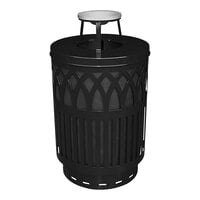 Witt Industries COV40P-AT-BK Covington 40 Gallon Black Steel Round Outdoor Decorative Waste Receptacle with Ash Top Lid