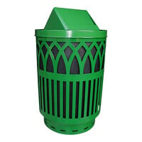 Witt Industries COV40P-SWT-GN Covington 40 Gallon Green Steel Round Outdoor Decorative Waste Receptacle with Swing Top Lid