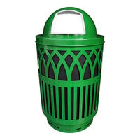 Witt Industries COV40P-DT-GN Covington 40 Gallon Green Steel Round Outdoor Decorative Waste Receptacle with Push Door Dome Top Lid