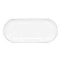 Front of the House Bevel 11" x 5" White Oval Porcelain Plate - 12/Case