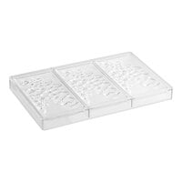 Pavoni 3 Compartment Polycarbonate Fragment Chocolate Bar Mold PC5004FR - 6 1/8" x 3 1/16" x 3/8" Cavities