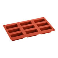 Pavoni Formaflex 9 Compartment Rectangle Silicone Baking Mold FR028 - 3 1/8" x 1 3/16" Cavities