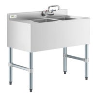 Regency 2 Bowl Underbar Sink with Faucet and Drainboard - 36" x 18 3/4"