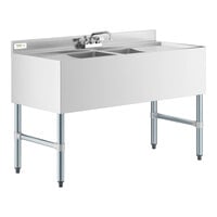 Regency 2 Bowl Underbar Sink with Faucet and 2 Drainboards - 48" x 21"