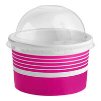 Choice 6 oz. Pink Paper Frozen Yogurt / Food Cup with Dome Lid - 50/Pack