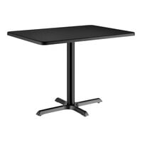 Lancaster Table & Seating 30" x 42" Rectangular Thermo-Formed MDF Standard Height Table with Black Wood Finish