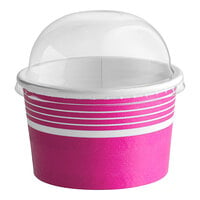 Choice 8 oz. Pink Paper Frozen Yogurt / Food Cup with Dome Lid - 50/Pack