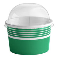Choice 8 oz. Green Paper Frozen Yogurt / Food Cup with Dome Lid - 50/Pack