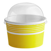 Choice 8 oz. Yellow Paper Frozen Yogurt / Food Cup with Dome Lid - 50/Pack