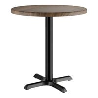 Lancaster Table & Seating 30" Round Thermo-Formed MDF Standard Height Table with Dark Walnut Finish