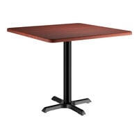 Lancaster Table & Seating 36" x 36" Square Thermo-Formed MDF Standard Height Table with Red Mahogany Finish
