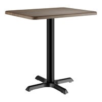 Lancaster Table & Seating 24" x 30" Rectangular Thermo-Formed MDF Standard Height Table with Dark Walnut Finish