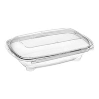 Inline Plastics Safe-T-Chef 35 oz. Tamper-Resistant, Tamper-Evident Vented Rectangular Hinged Container with Dome Lid - 128/Case