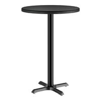 Lancaster Table & Seating 30" Round Thermo-Formed MDF Bar Height Table with Black Wood Finish
