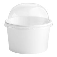 Choice 8 oz. White Paper Frozen Yogurt / Food Cup with Dome Lid - 50/Pack