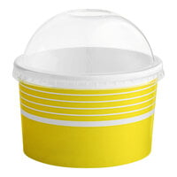 Choice 16 oz. Yellow Paper Frozen Yogurt / Food Cup With Dome Lid - 50/Pack