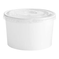 Choice 16 oz. White Paper Frozen Yogurt / Food Cup with Flat Lid - 50/Pack