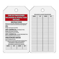 Accuform MGT208CTP Cardstock Fire Extinguisher Tag with Recharge and Inspection Record - 5 3/4" x 3 1/4" - 25/Pack