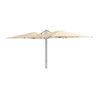 Lancaster Table & Seating 10' Square Sand Hydraulic Lift Silver Aluminum Twin Cantilever Umbrella
