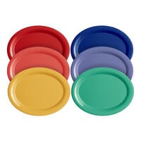 Acopa Foundations 13 1/4" x 10 1/4" Assorted Colors Wide Rim Melamine Platter - 72/Case