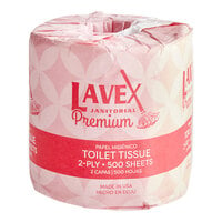 Lavex Premium 4" x 4 1/2" Individually Wrapped 2-Ply Standard 500 Sheet Toilet Paper Roll - 60/Case