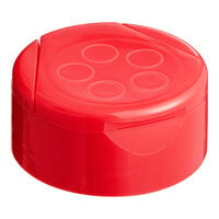 43/485 Red Flip and Sift Heat Induction-Lined Spice Lid with 5 Holes - 100/Pack