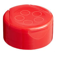 43/485 Red Flip and Sift Spice Lid with 5 Holes - 100/Pack