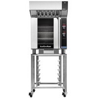 Moffat E32D5-2T Turbofan Single Deck Full Size Electric Digital Convection Oven with Steam Injection, Ventless Hood, and Stainless Steel Stand - 220-240V, 1 Phase, 6.5 kW