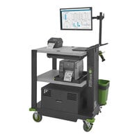 Newcastle Systems PC520 PC Series 38 1/2" x 29" x 43" Black Heavy-Duty Powered Mobile Work Station with Power Strip, Cord Holder, and Waste Basket - 200 Ah