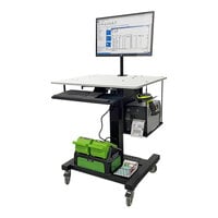 Newcastle Systems AP1000-S Apex Series 19" x 26" Black Adjustable Height Sit / Stand Mobile Work Station